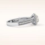 0.46 CT Round Shaped Double Halo & Pave Moissanite Engagement Ring