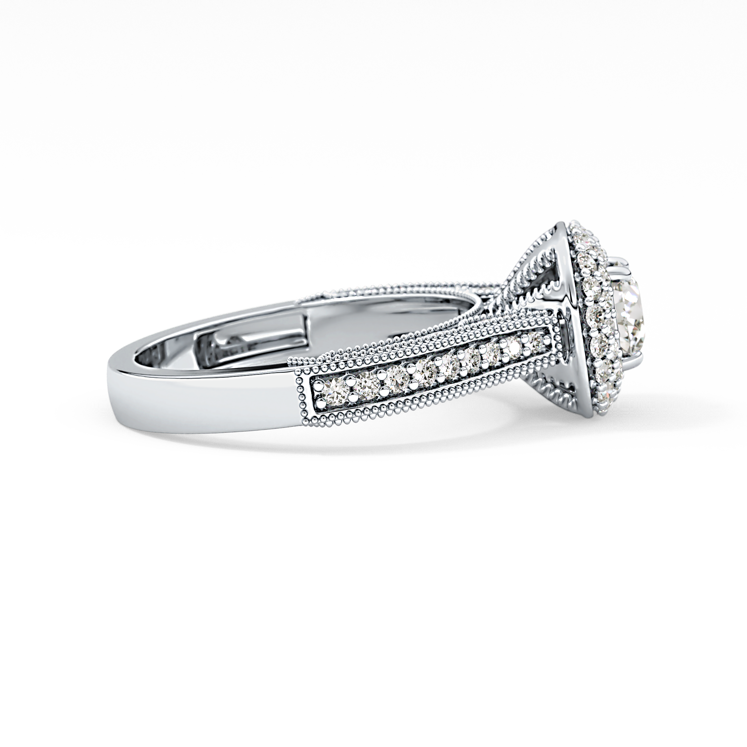 Round Halo & Pave Lab Grown Diamond Engagement Ring