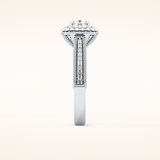 0.46 CT Round Shaped Double Halo & Pave Moissanite Engagement Ring