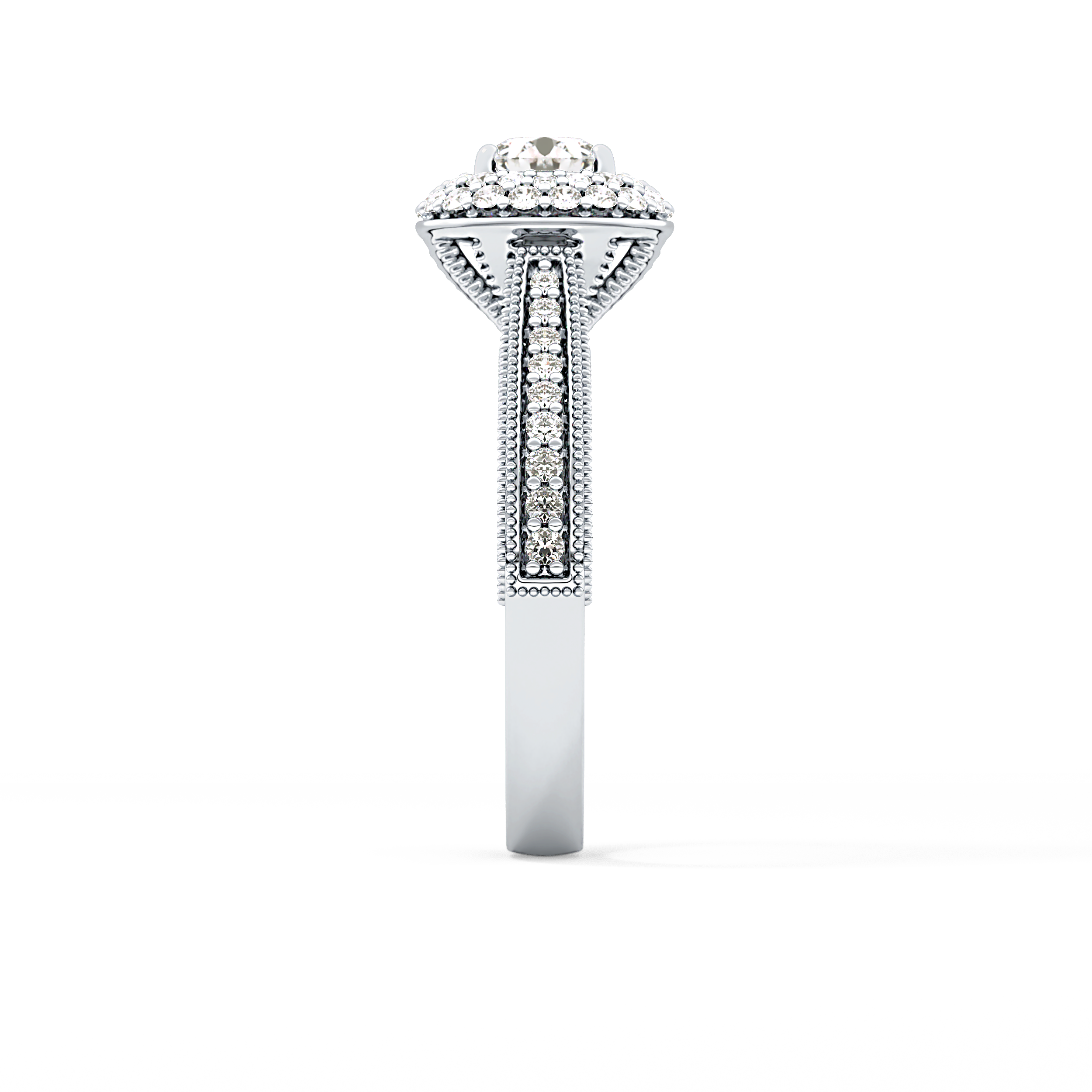 Round Halo & Pave Lab Grown Diamond Engagement Ring