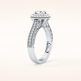 0.46 CT Round Shaped Double Halo & Pave Moissanite Engagement Ring