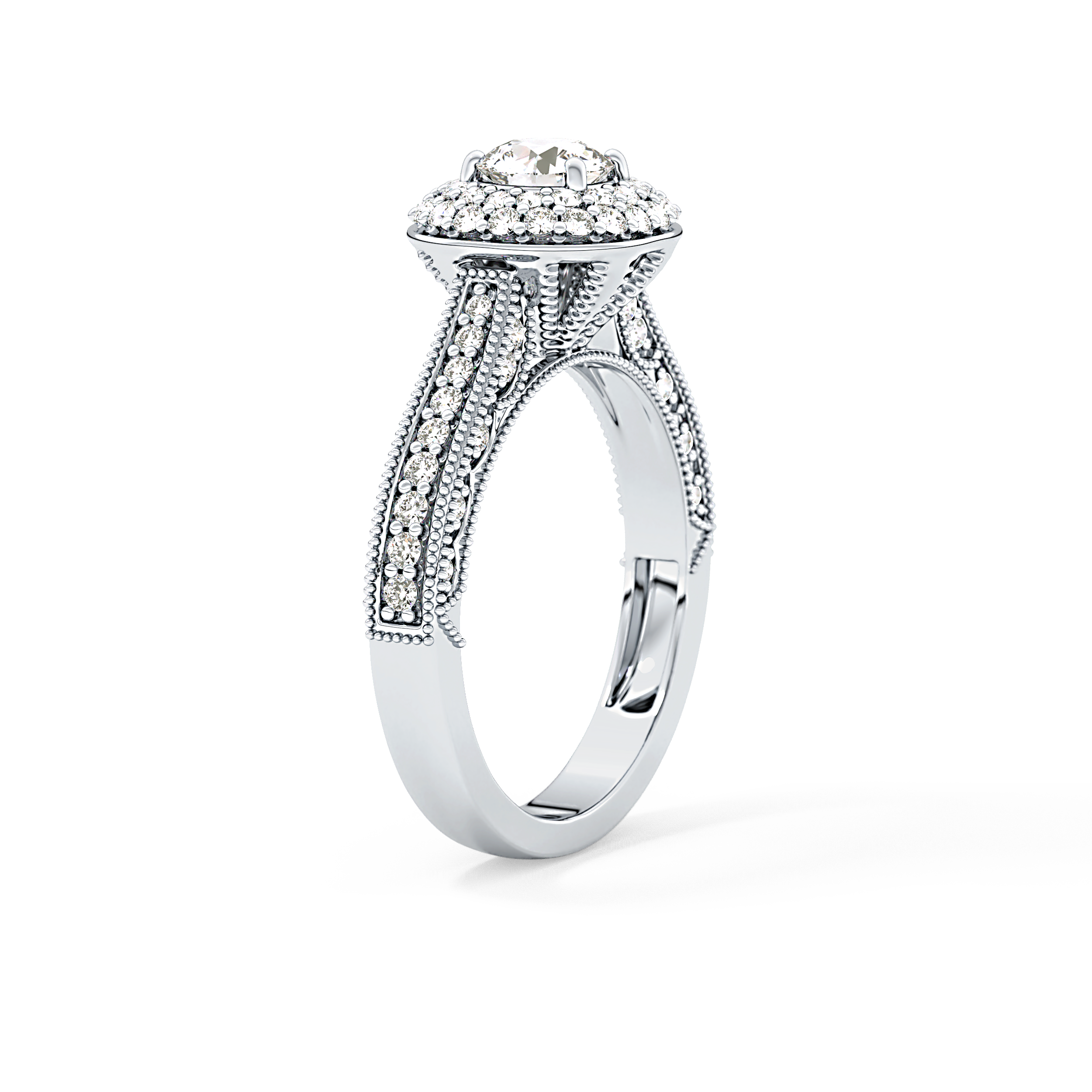 Round Halo & Pave Lab Grown Diamond Engagement Ring