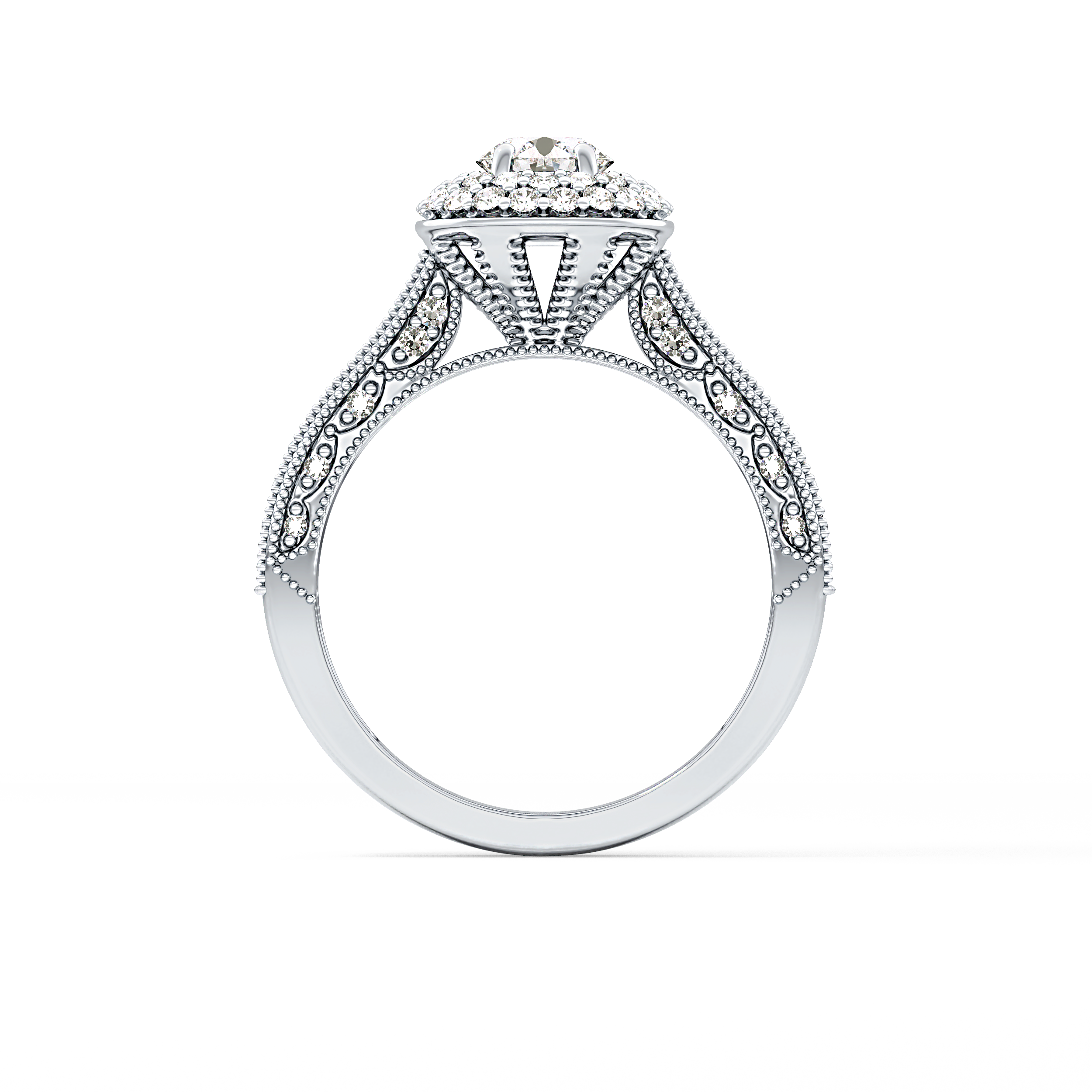 Round Halo & Pave Lab Grown Diamond Engagement Ring
