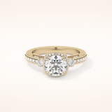 1.05 CT Round Shaped Cluster Moissanite Engagement Ring