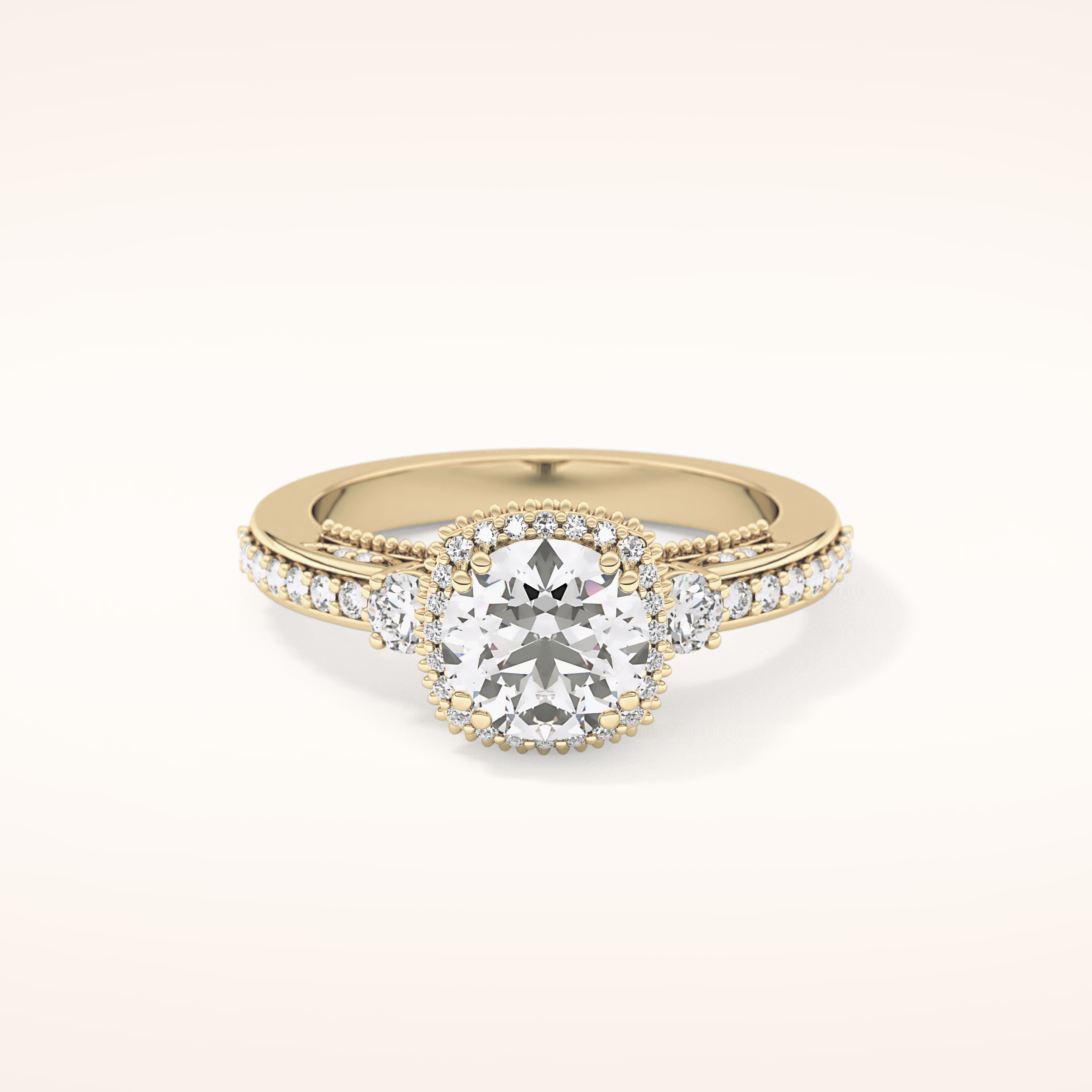 1.05 CT Round Shaped Cluster Moissanite Engagement Ring