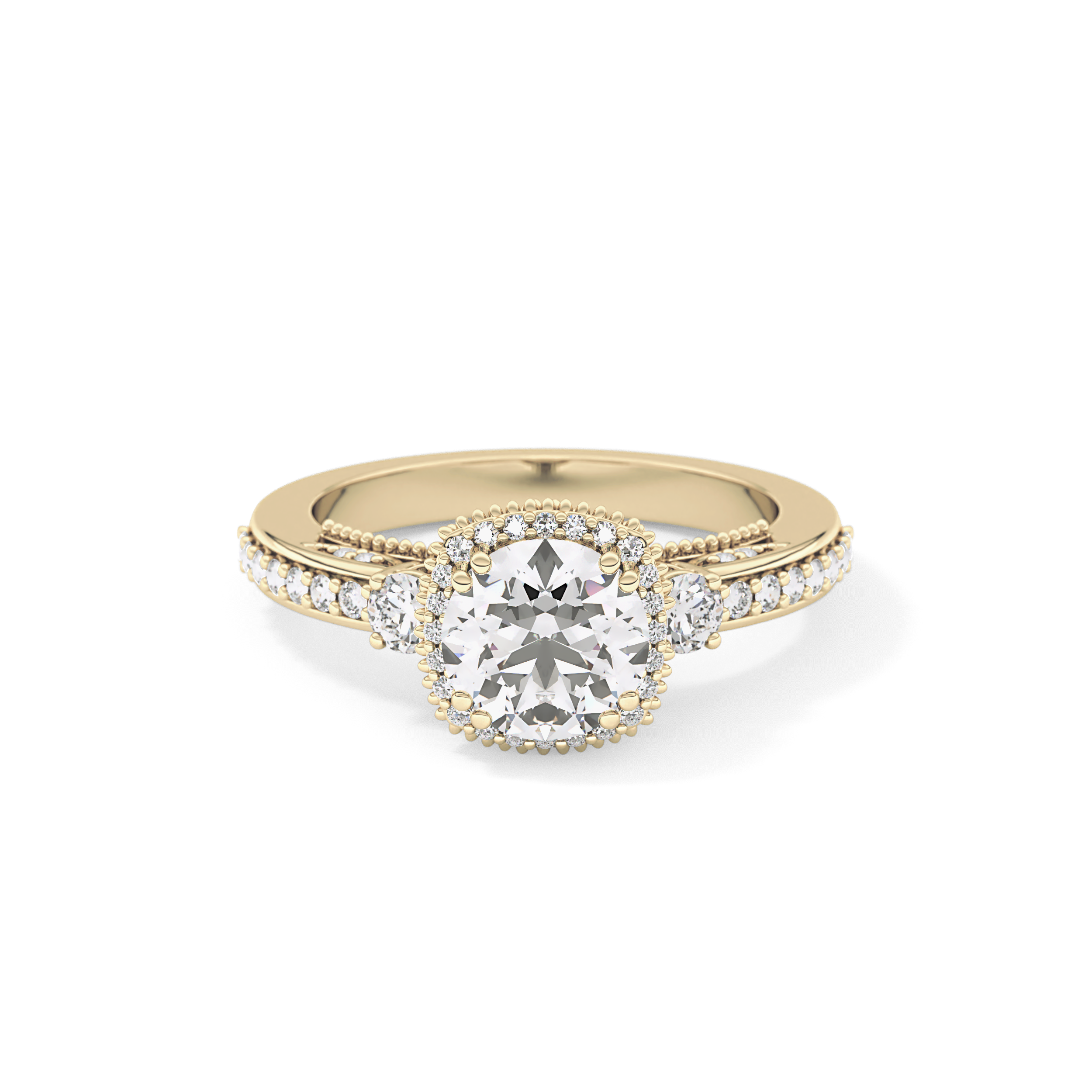 Round Cluster Lab Grown Diamond Engagement Ring