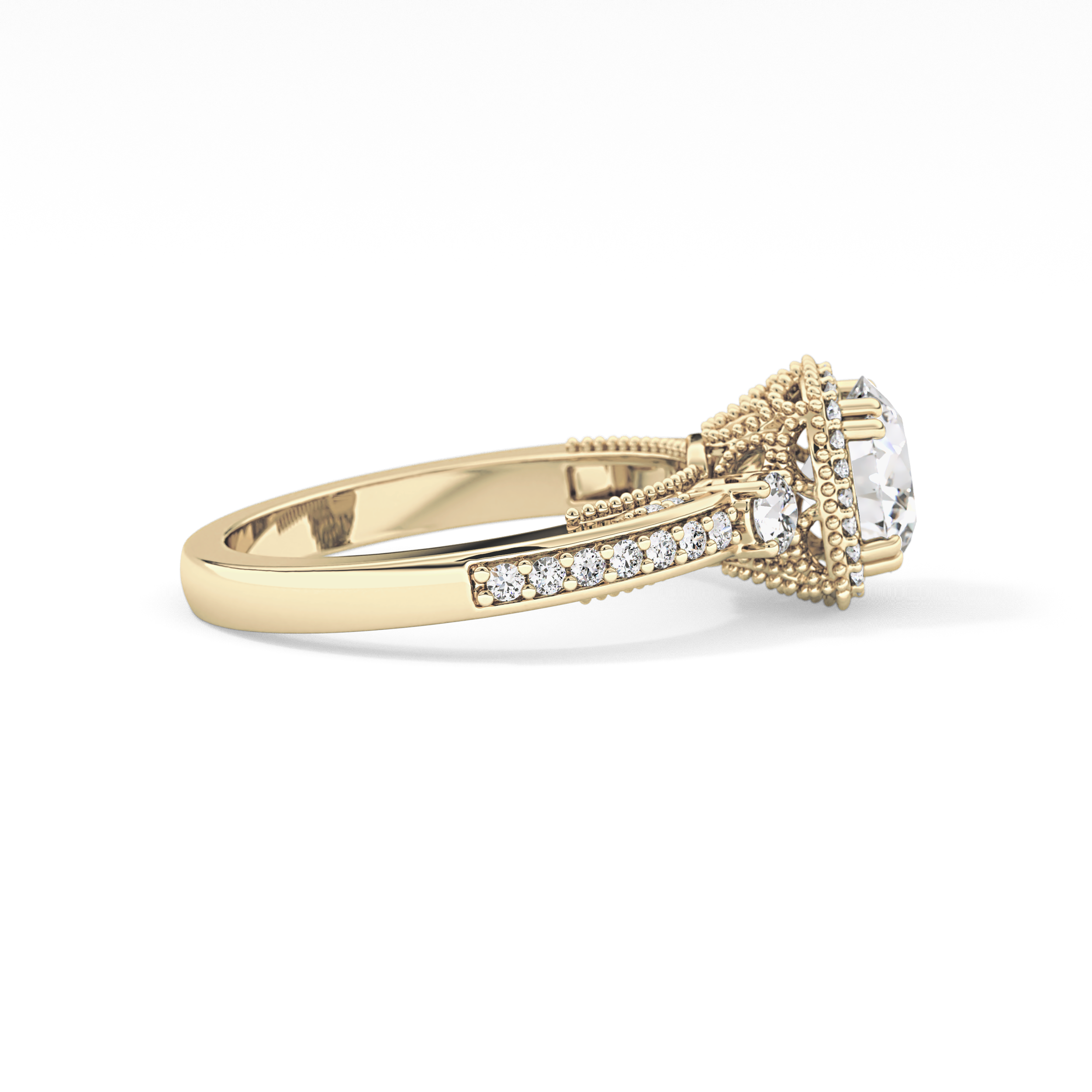 Round Cluster Lab Grown Diamond Engagement Ring