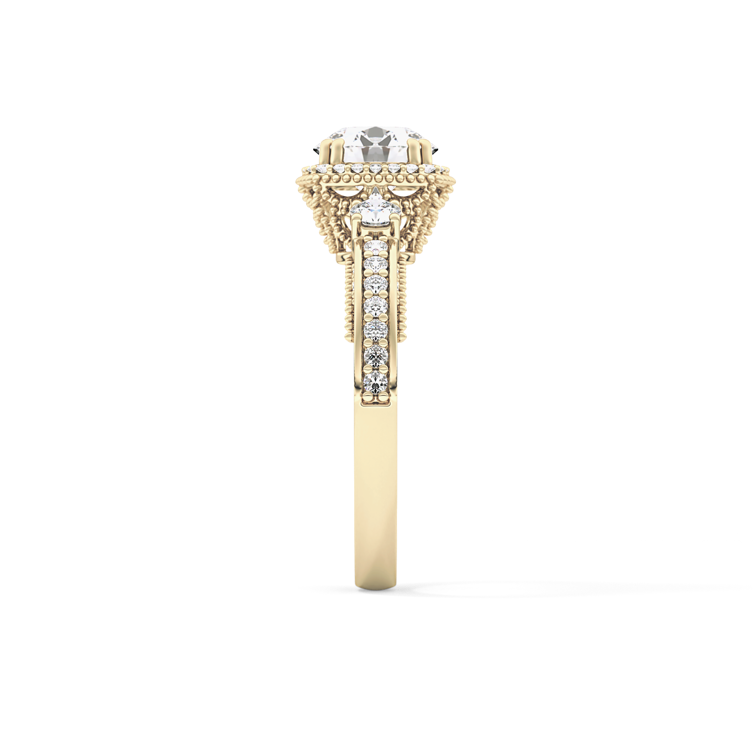Round Cluster Lab Grown Diamond Engagement Ring