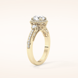 1.05 CT Round Shaped Cluster Moissanite Engagement Ring