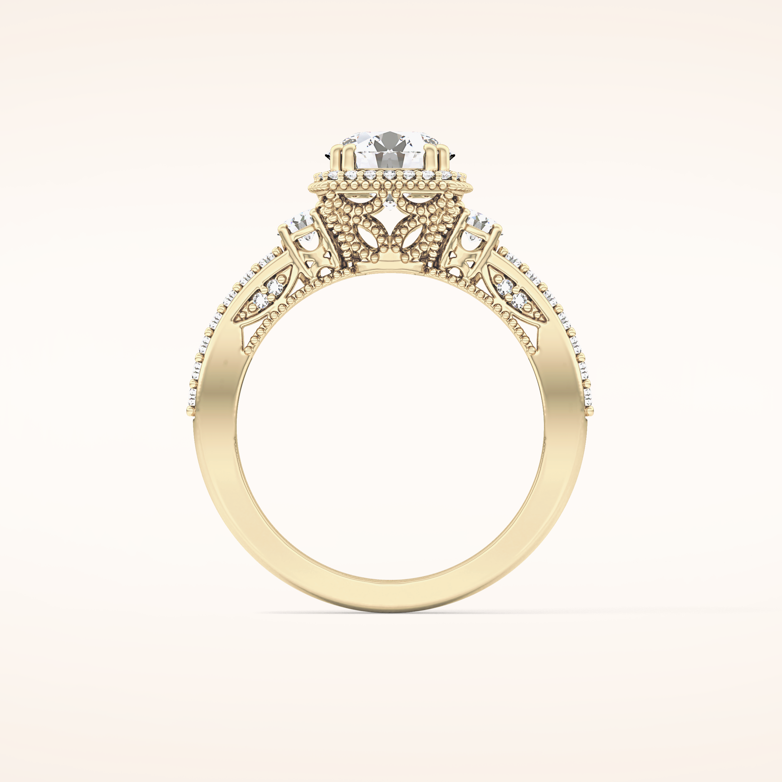 1.05 CT Round Shaped Cluster Moissanite Engagement Ring