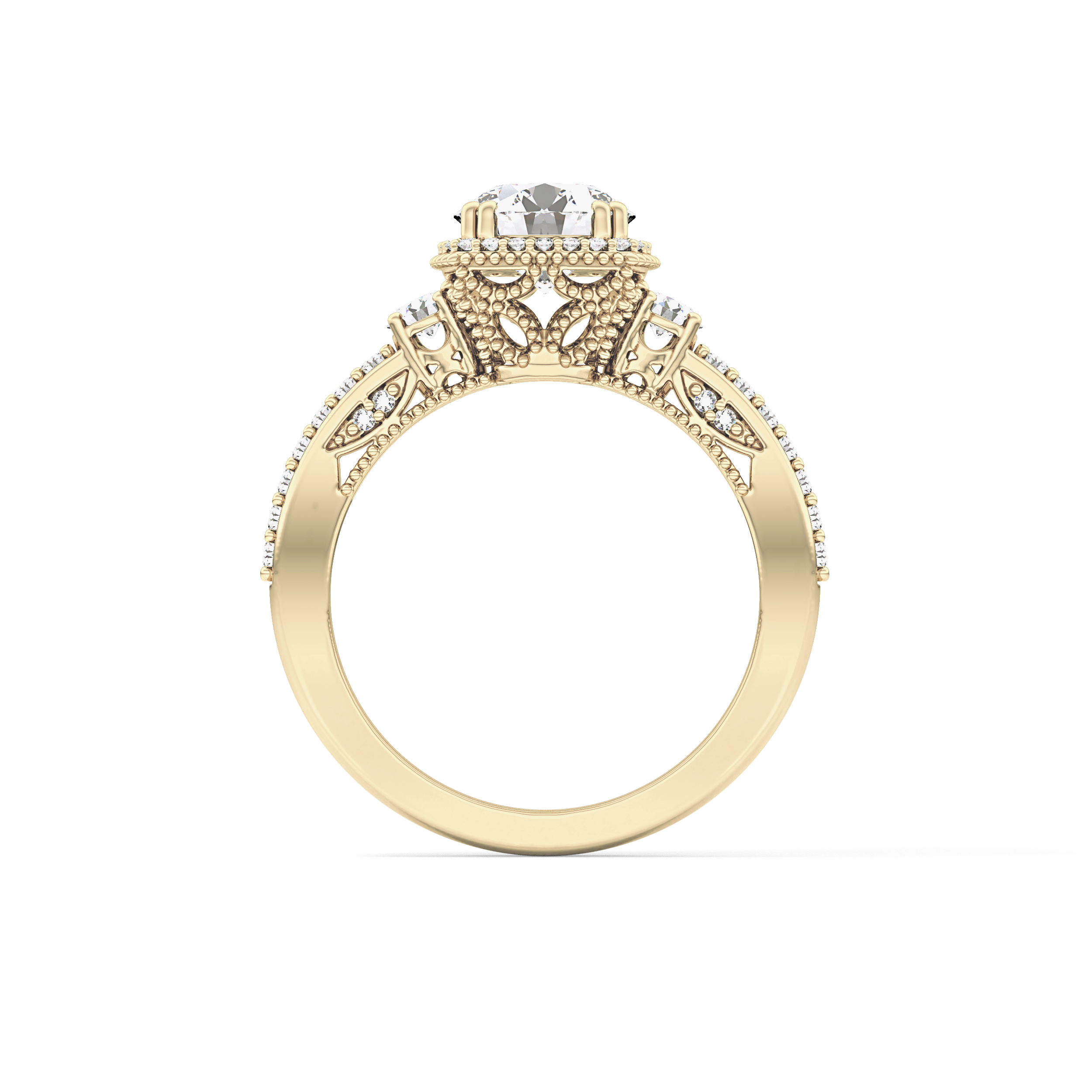 Round Cluster Lab Grown Diamond Engagement Ring