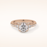 1.05 CT Round Shaped Cluster Moissanite Engagement Ring