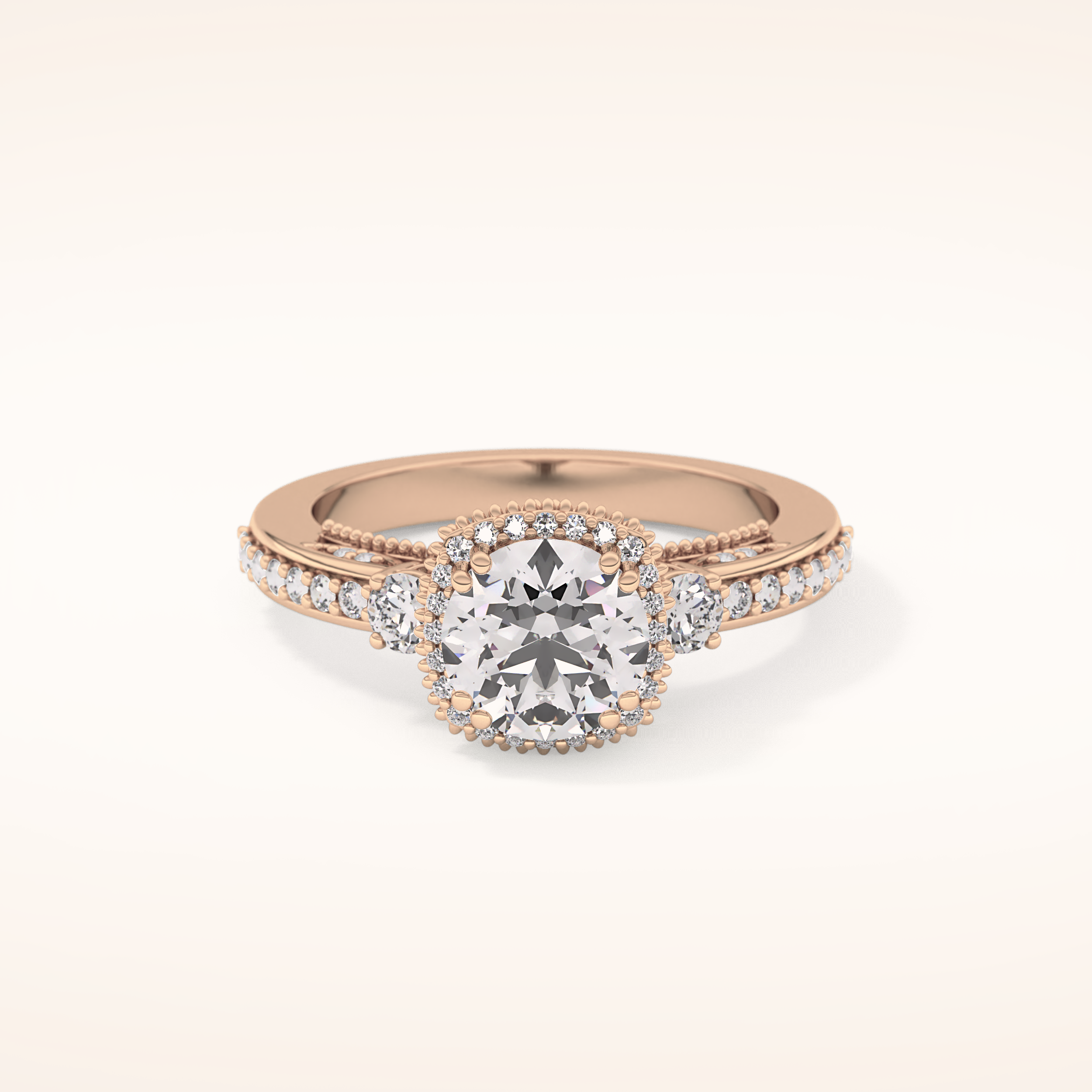 1.05 CT Round Shaped Cluster Moissanite Engagement Ring