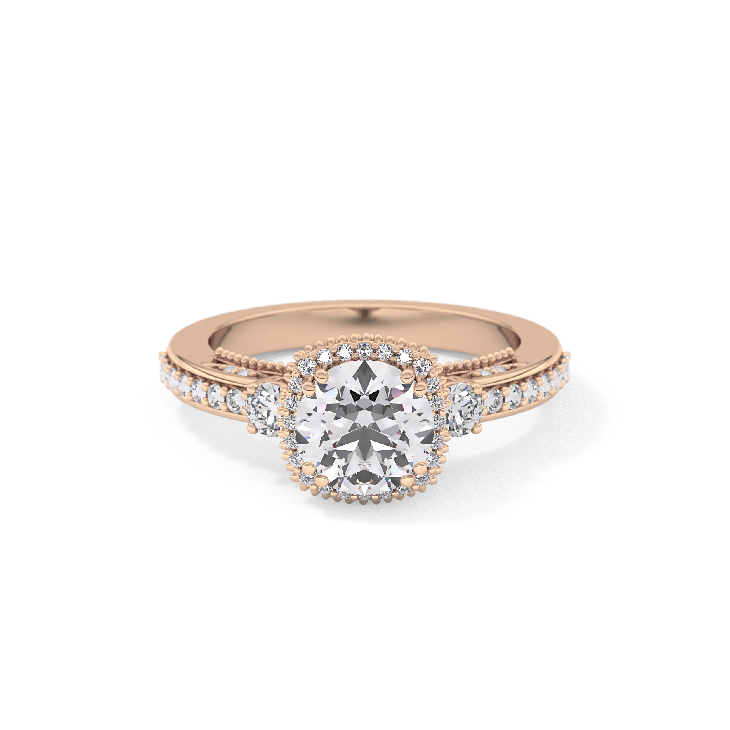 Round Cluster Lab Grown Diamond Engagement Ring
