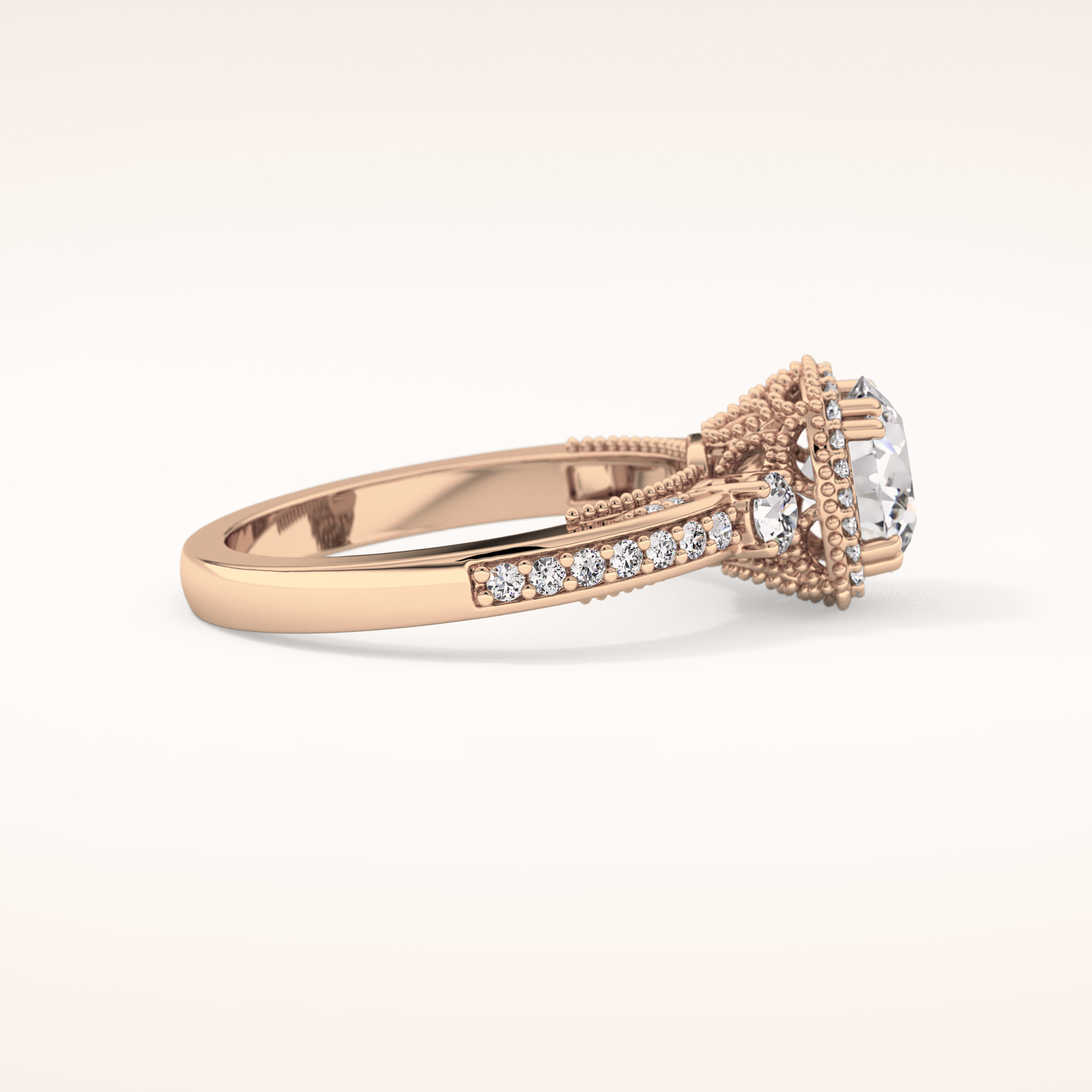 1.05 CT Round Shaped Cluster Moissanite Engagement Ring