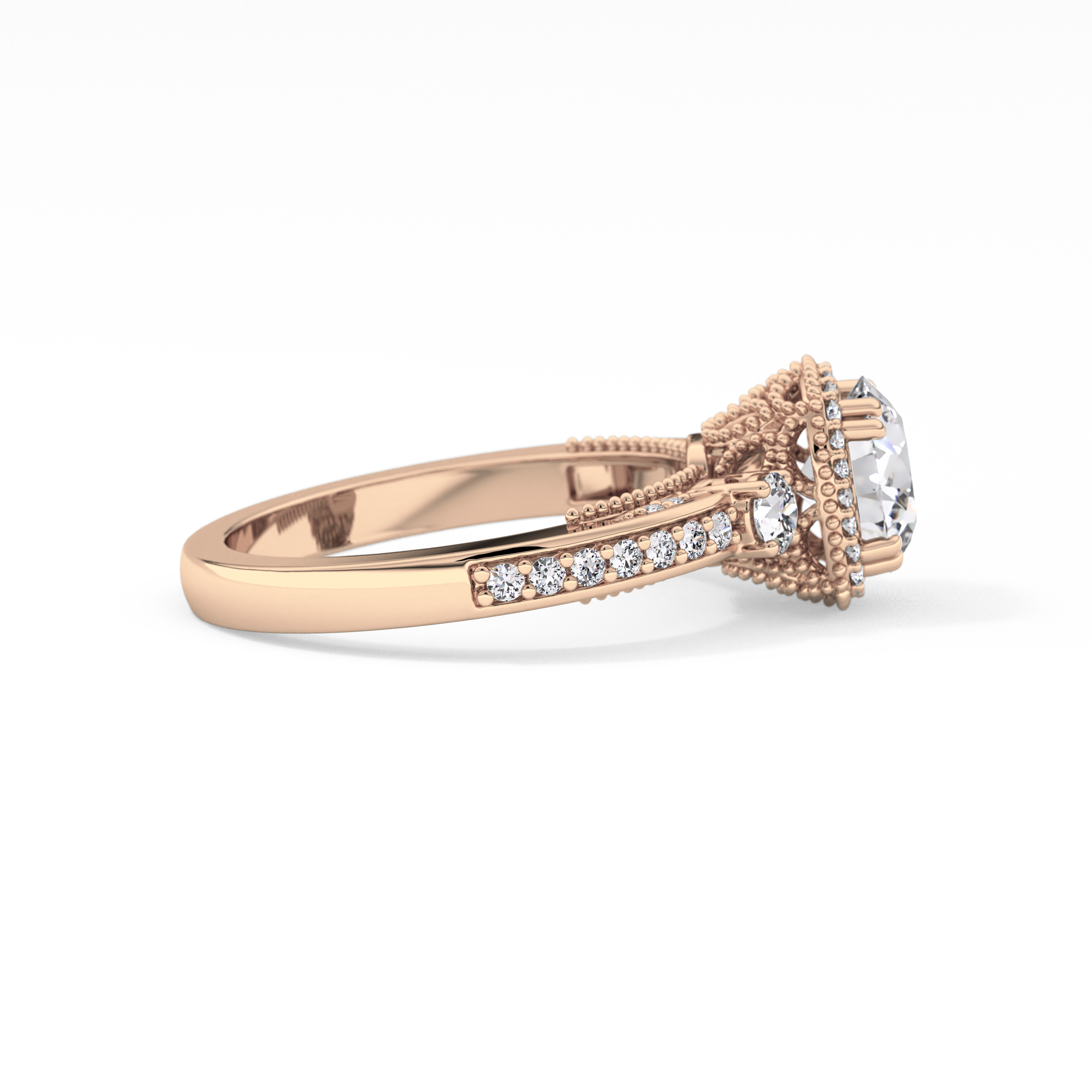 Round Cluster Lab Grown Diamond Engagement Ring