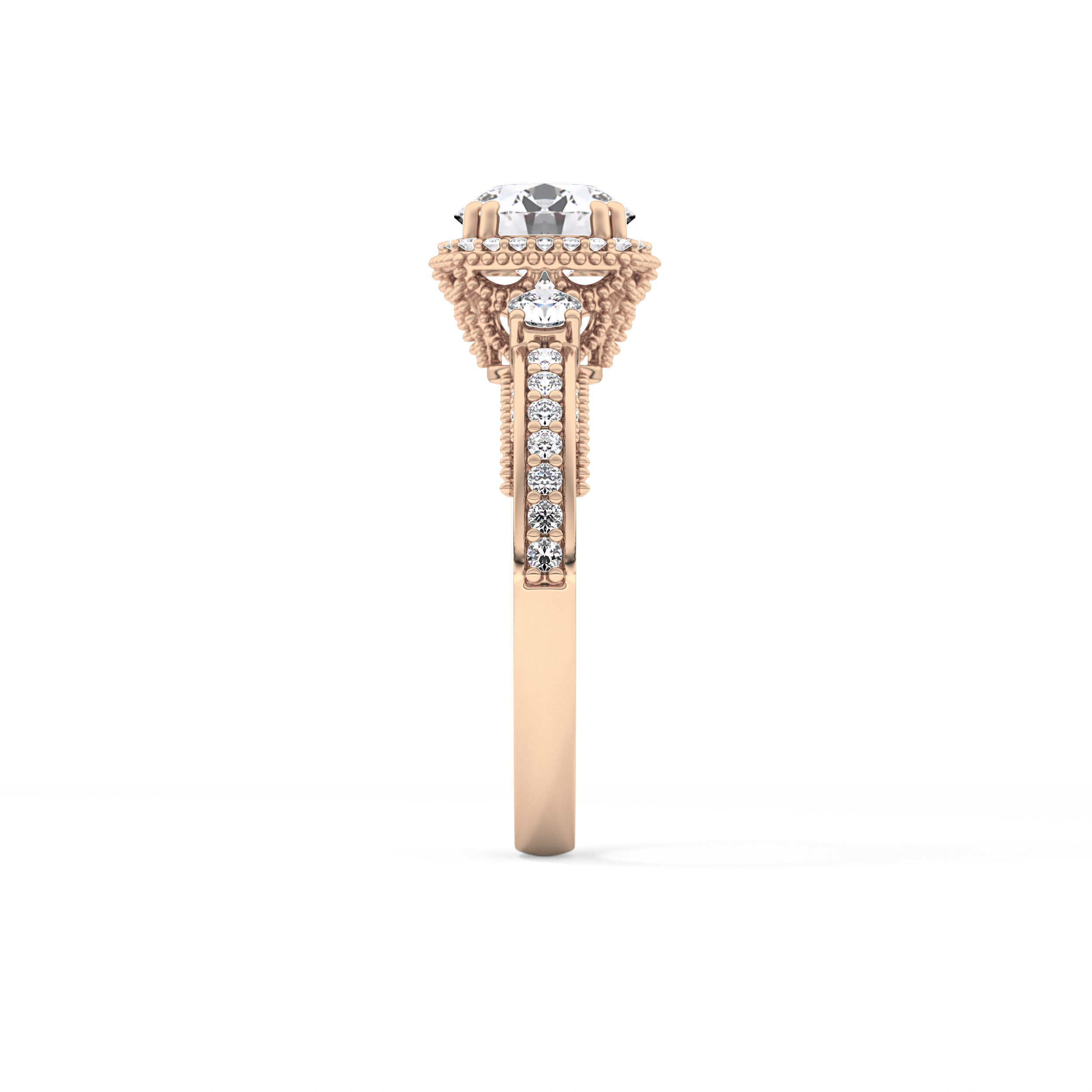 Round Cluster Lab Grown Diamond Engagement Ring