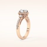 1.05 CT Round Shaped Cluster Moissanite Engagement Ring