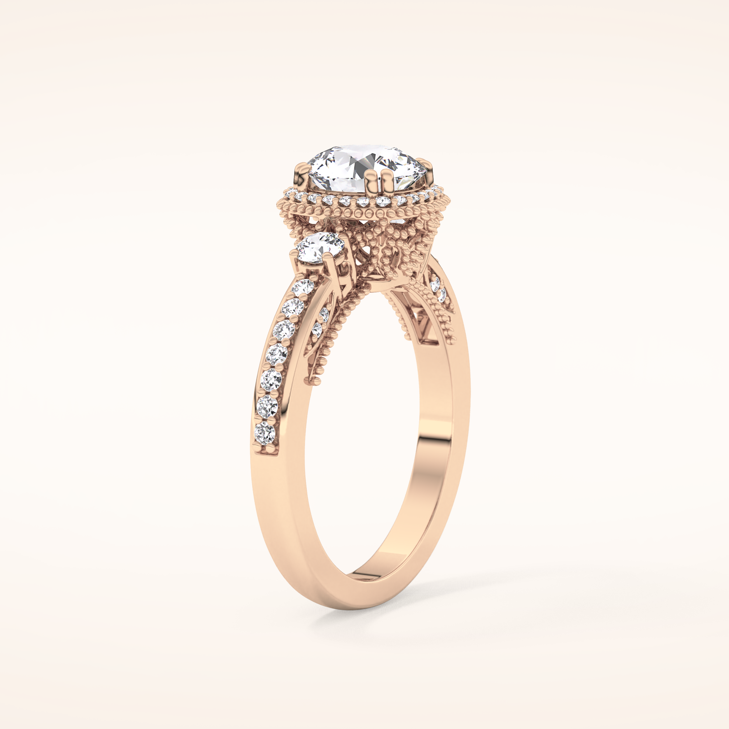 1.05 CT Round Shaped Cluster Moissanite Engagement Ring