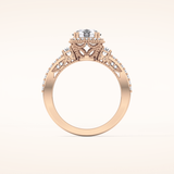 1.05 CT Round Shaped Cluster Moissanite Engagement Ring