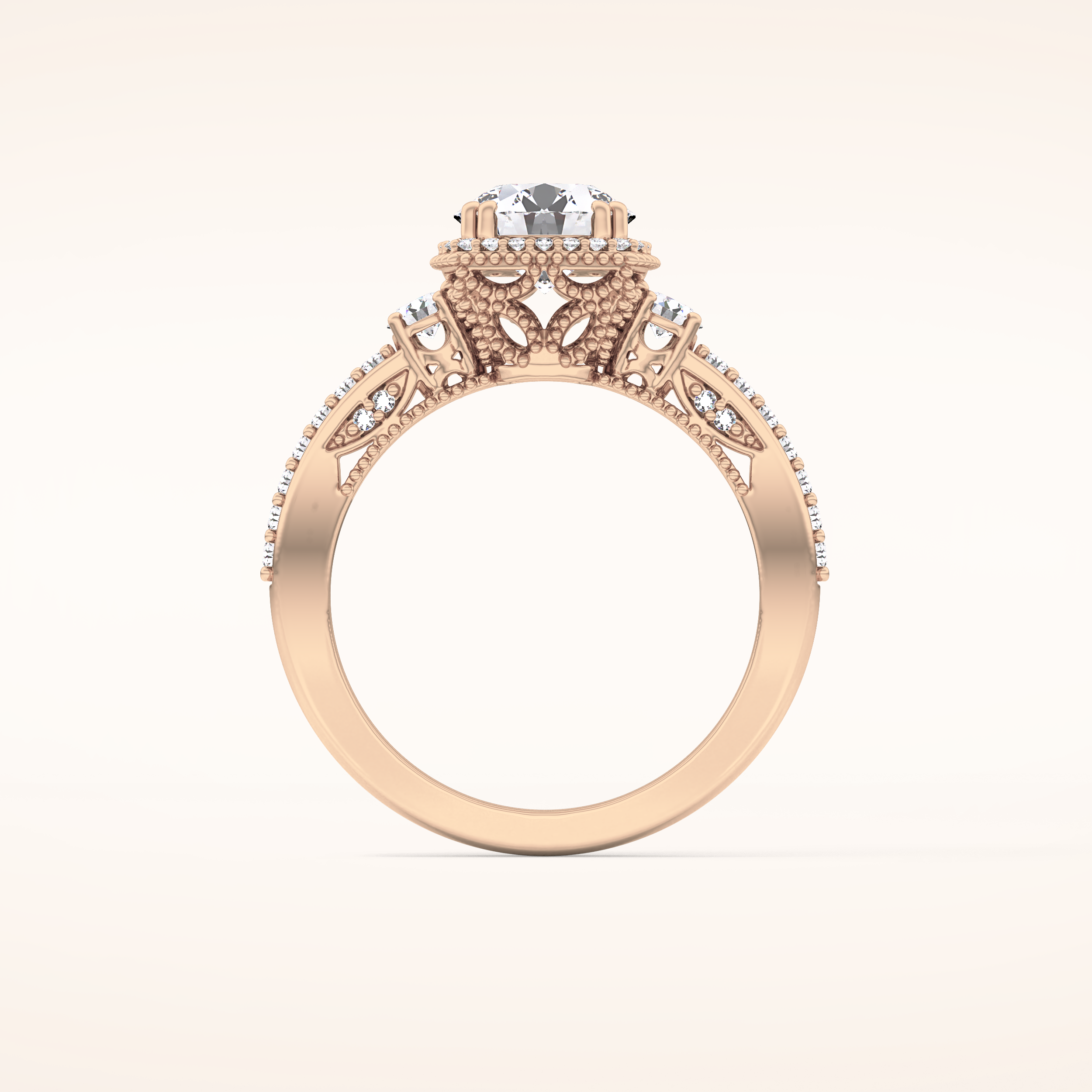 1.05 CT Round Shaped Cluster Moissanite Engagement Ring