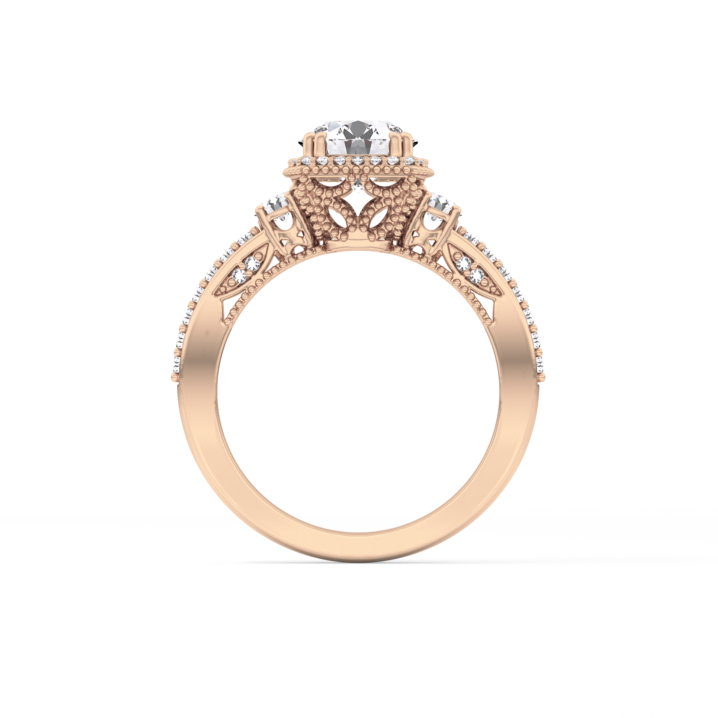 Round Cluster Lab Grown Diamond Engagement Ring