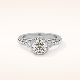 1.05 CT Round Shaped Cluster Moissanite Engagement Ring