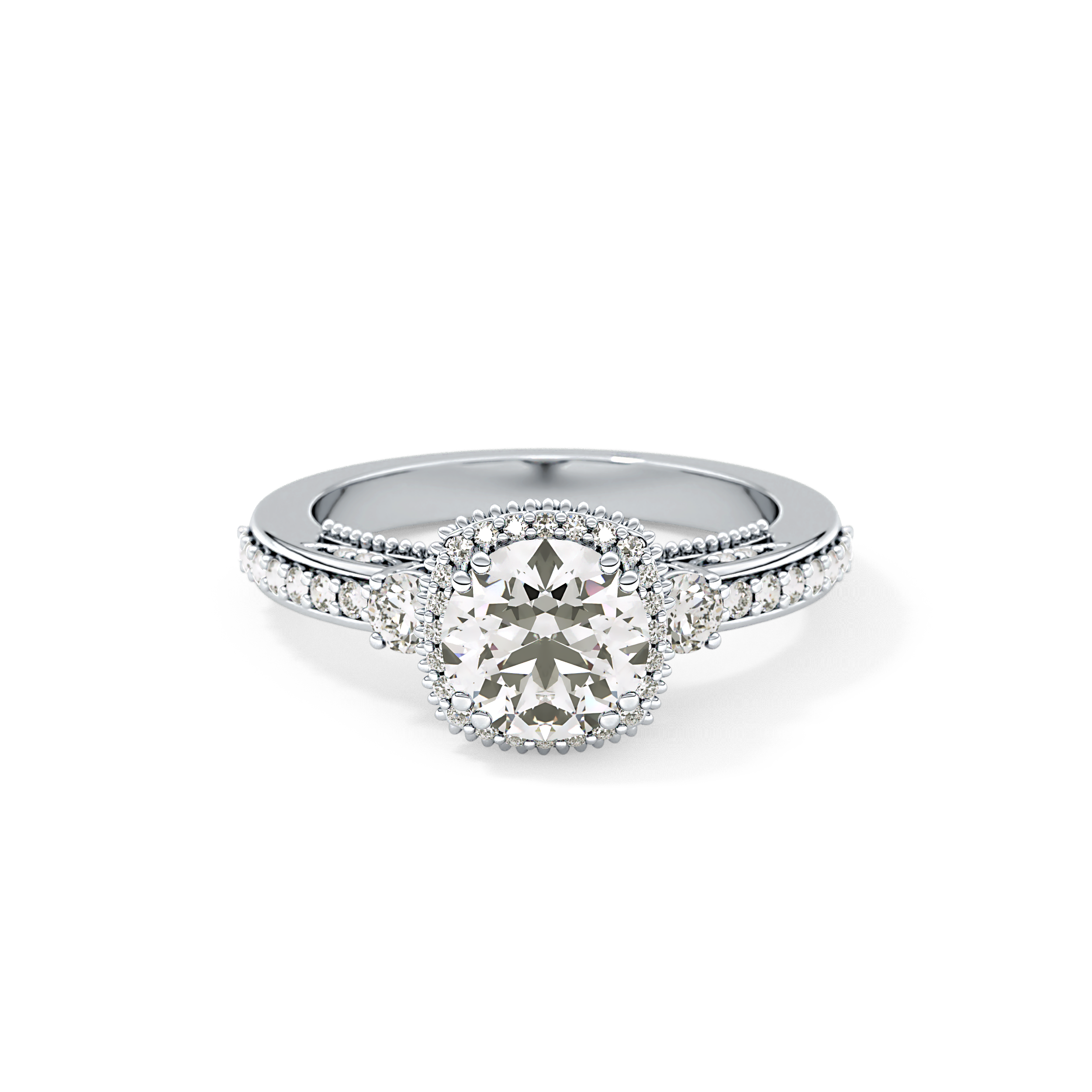 Round Cluster Lab Grown Diamond Engagement Ring