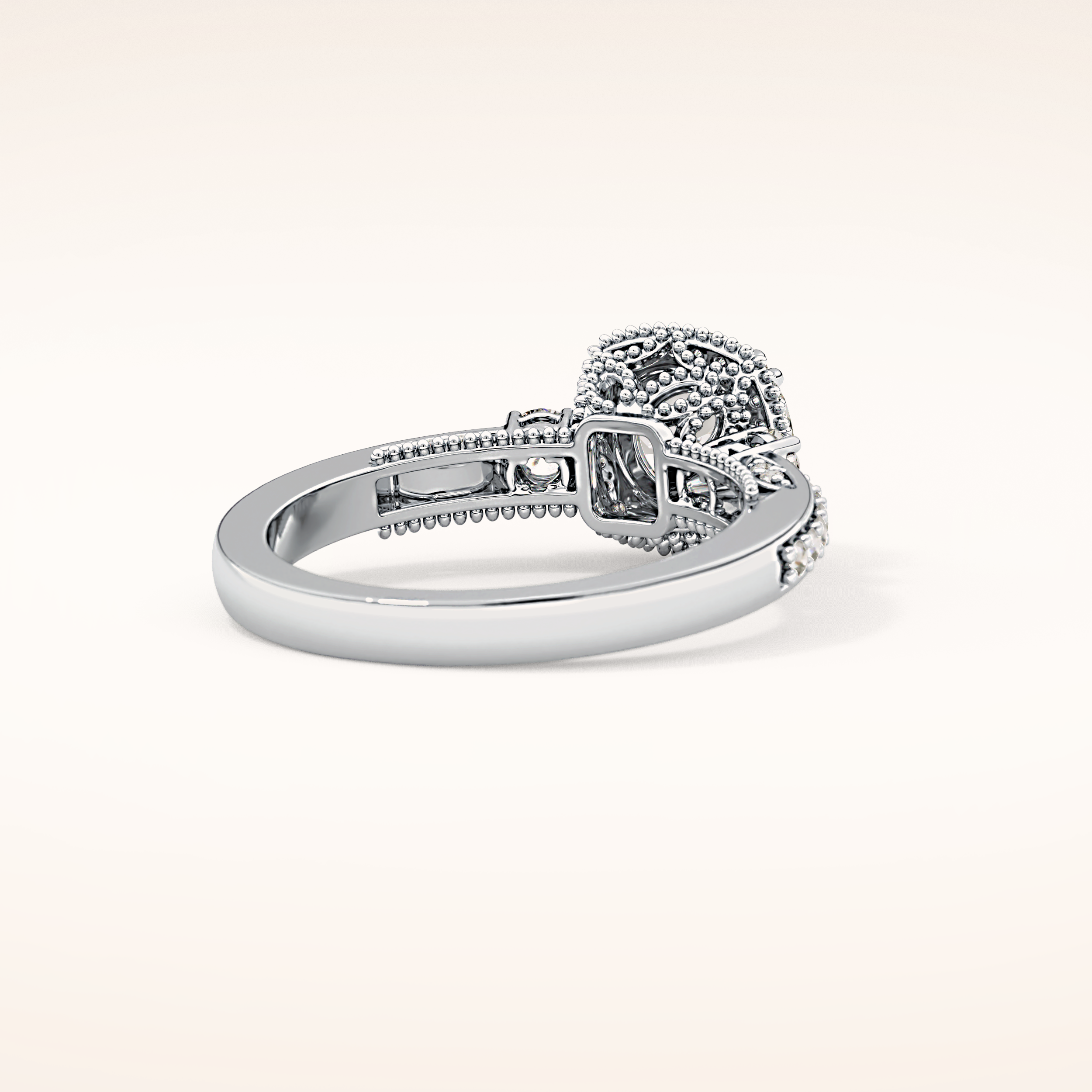 1.05 CT Round Shaped Cluster Moissanite Engagement Ring