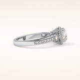 1.05 CT Round Shaped Cluster Moissanite Engagement Ring