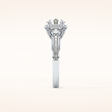 1.05 CT Round Shaped Cluster Moissanite Engagement Ring
