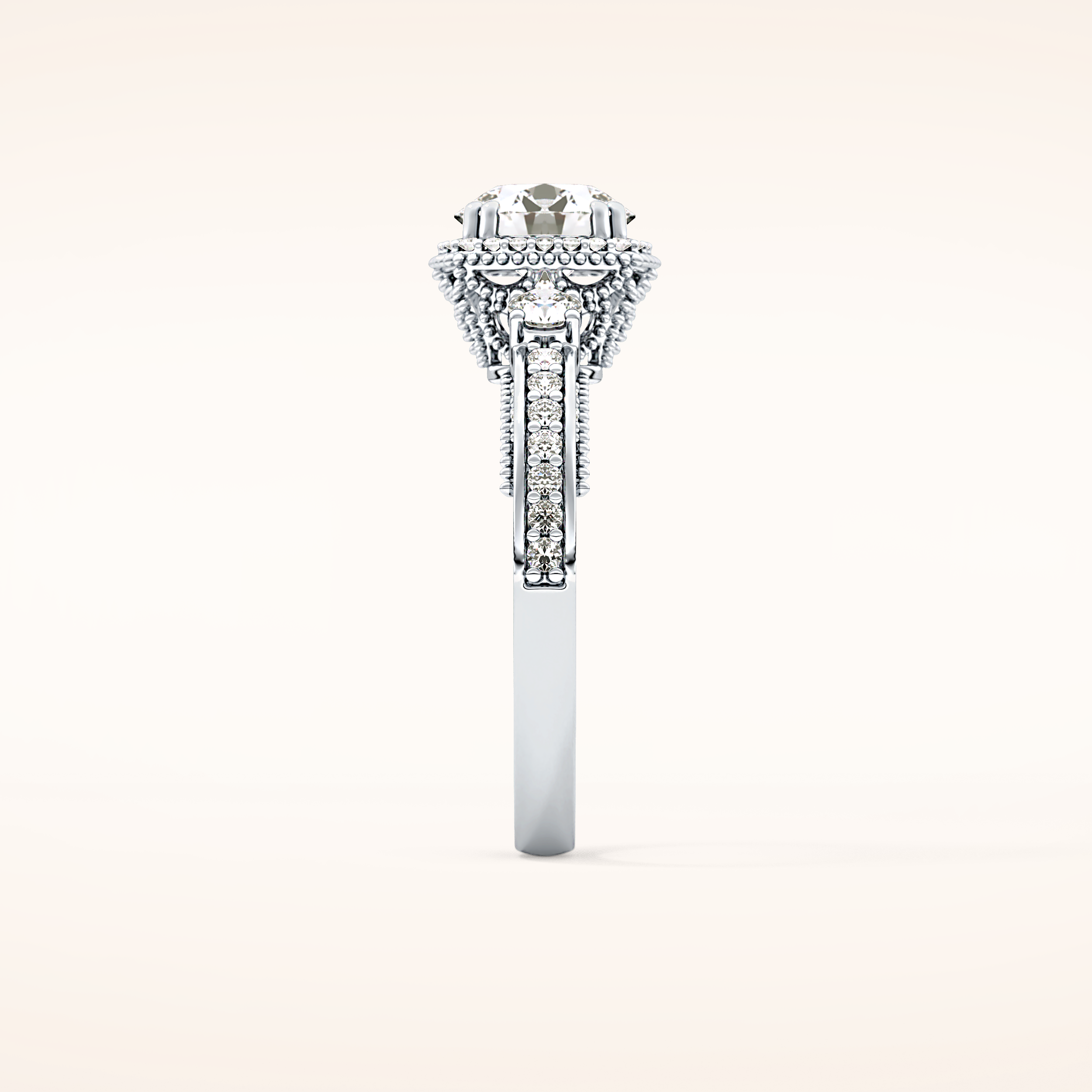 1.05 CT Round Shaped Cluster Moissanite Engagement Ring
