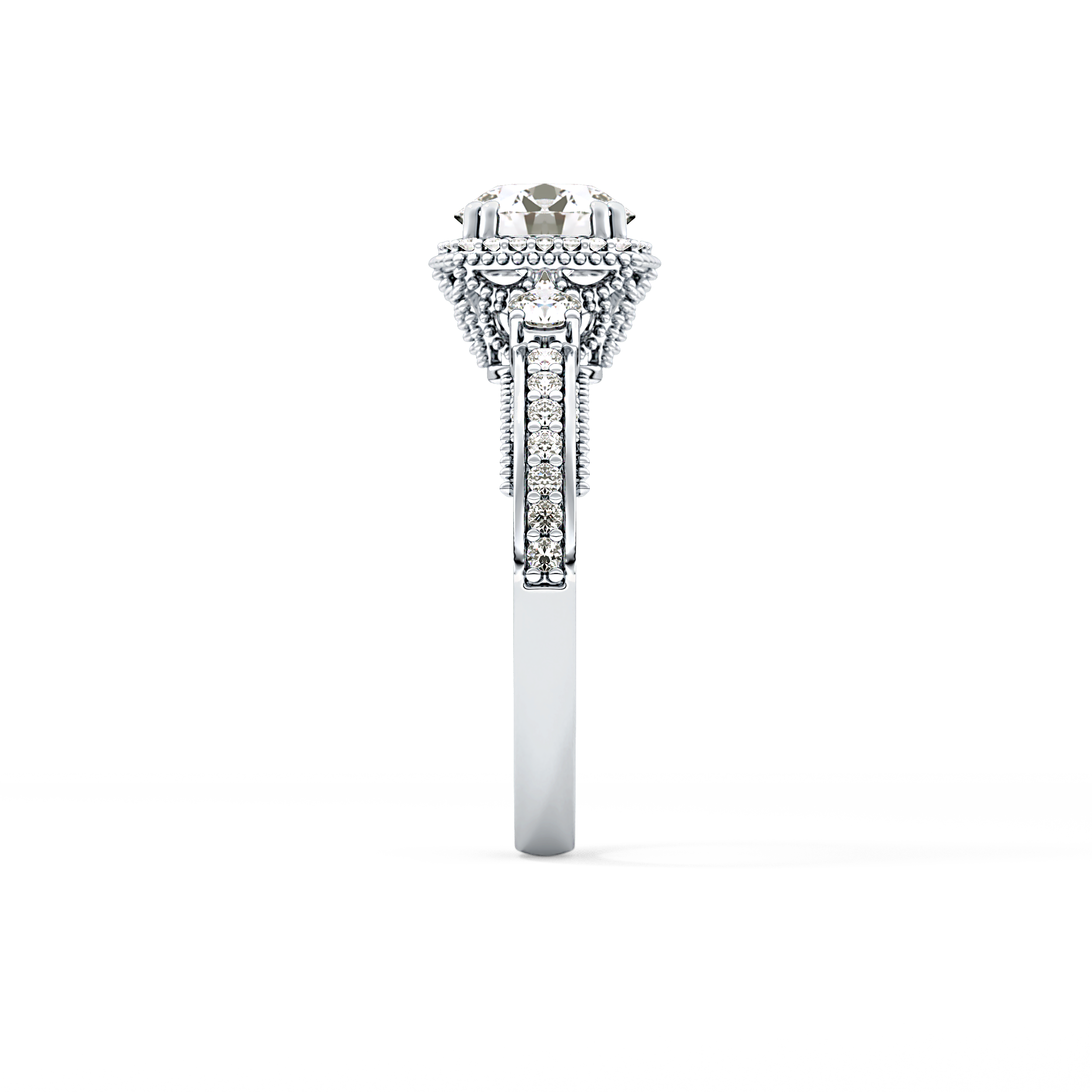 Round Cluster Lab Grown Diamond Engagement Ring