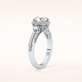 1.05 CT Round Shaped Cluster Moissanite Engagement Ring