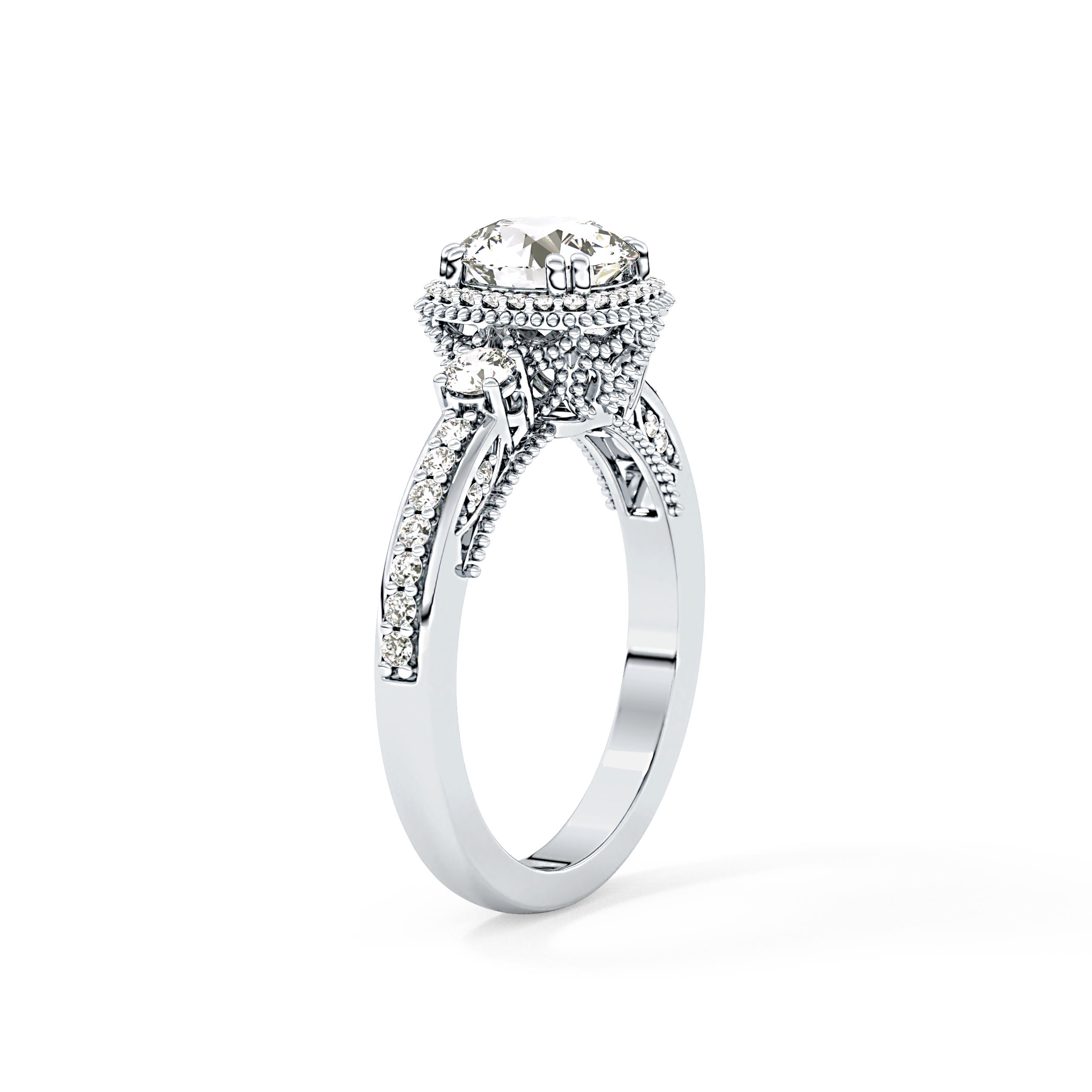 Round Cluster Lab Grown Diamond Engagement Ring