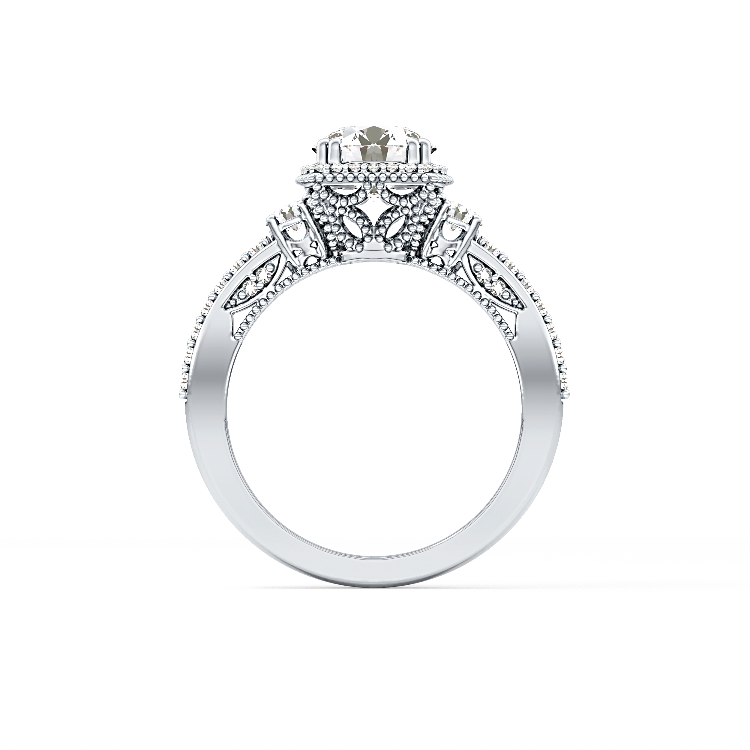 Round Cluster Lab Grown Diamond Engagement Ring