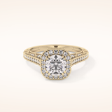 1.05 CT Round Shaped Halo & Pave Moissanite Engagement Ring