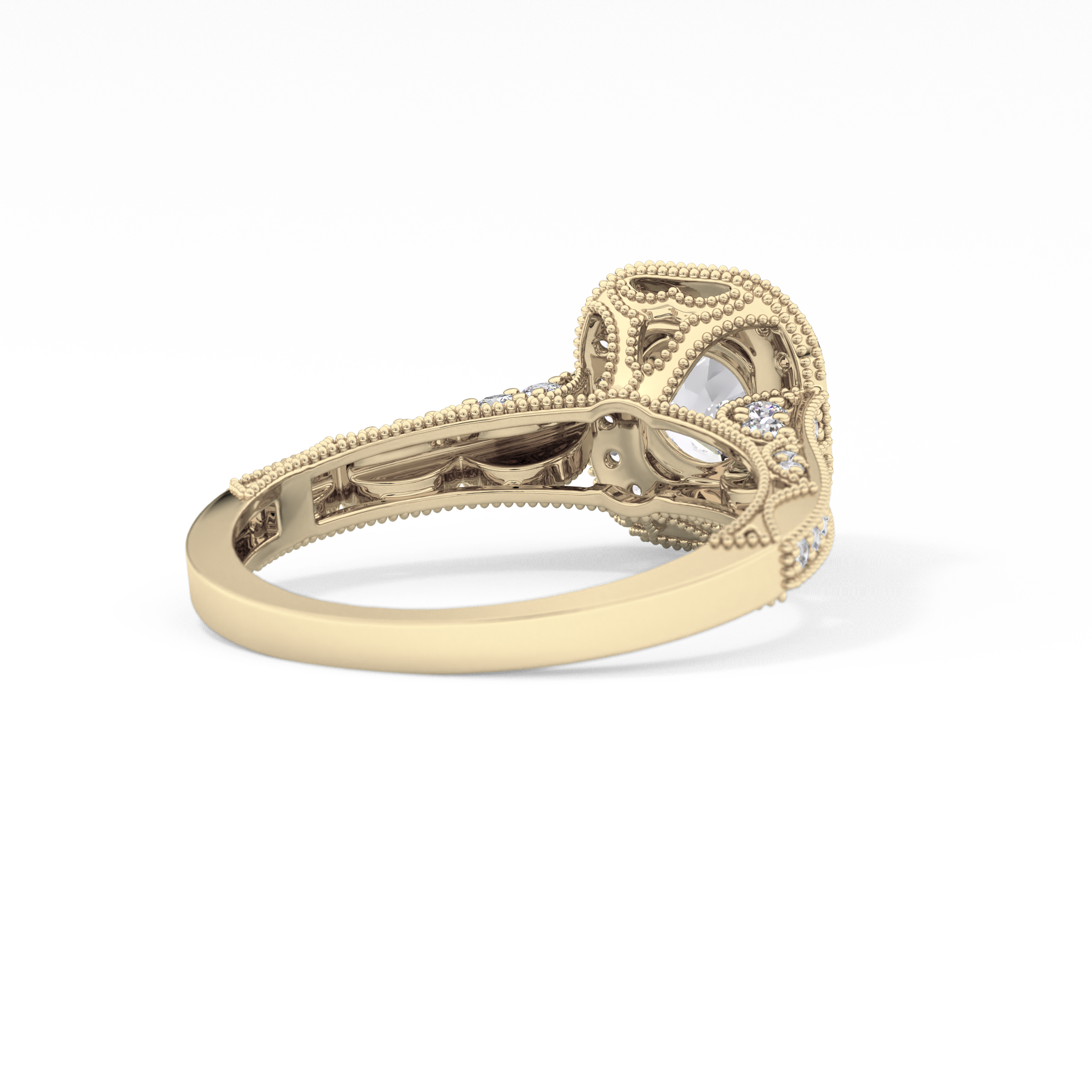 Round Halo & Pave Lab Grown Diamond Engagement Ring