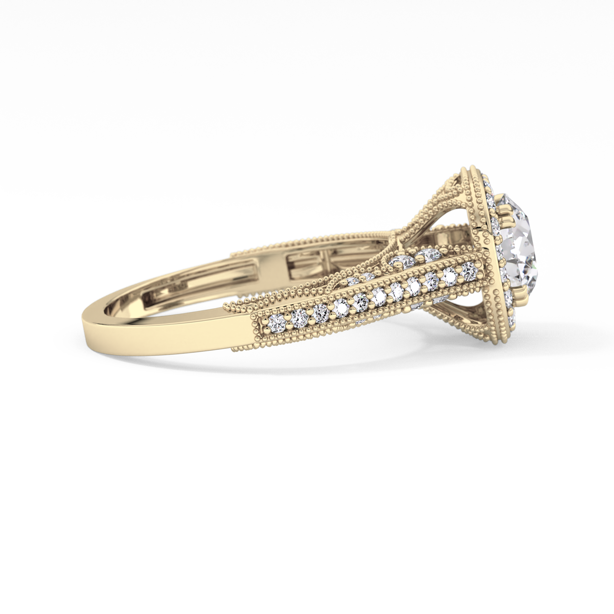 Round Halo & Pave Lab Grown Diamond Engagement Ring