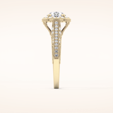 1.05 CT Round Shaped Halo & Pave Moissanite Engagement Ring