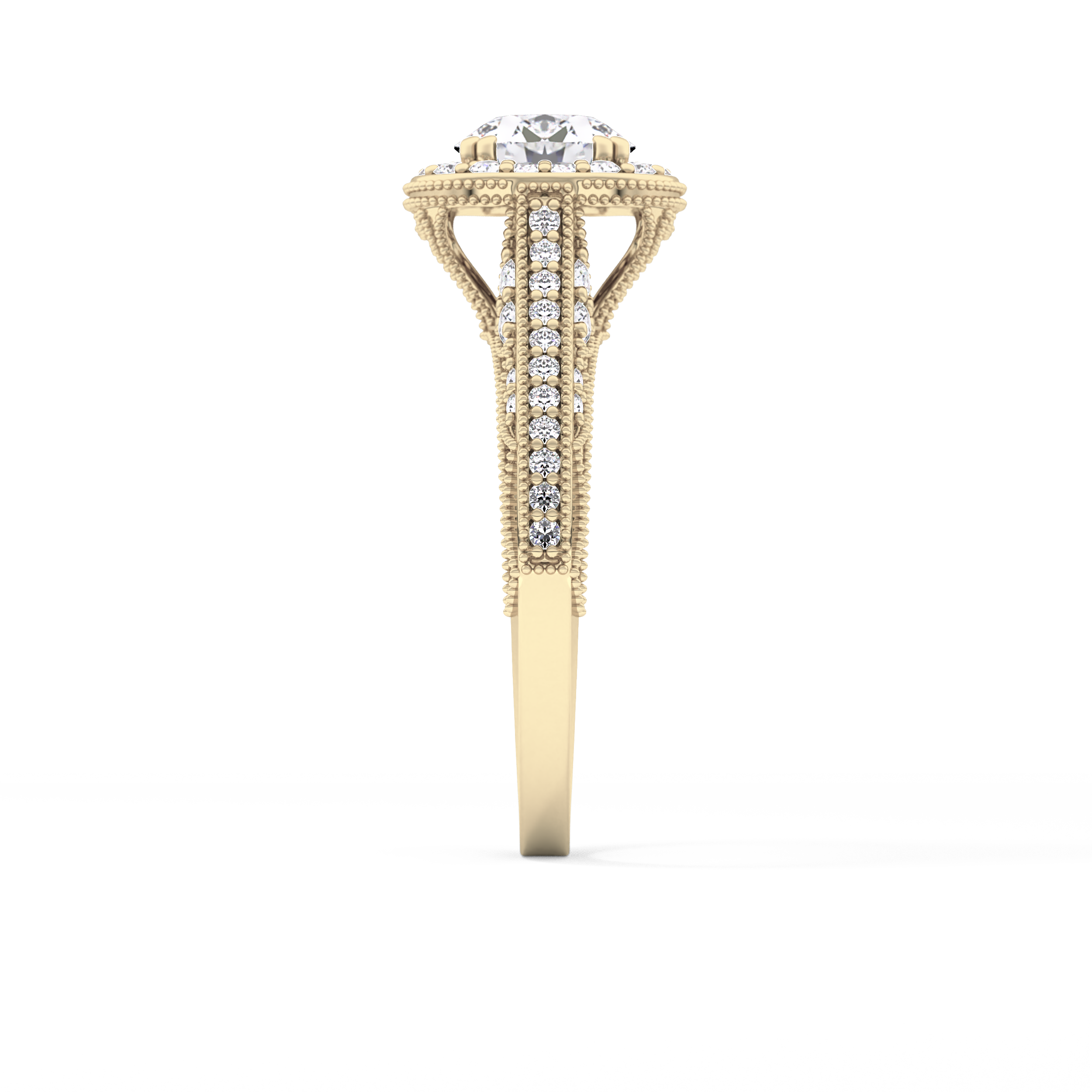 Round Halo & Pave Lab Grown Diamond Engagement Ring