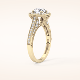 1.05 CT Round Shaped Halo & Pave Moissanite Engagement Ring