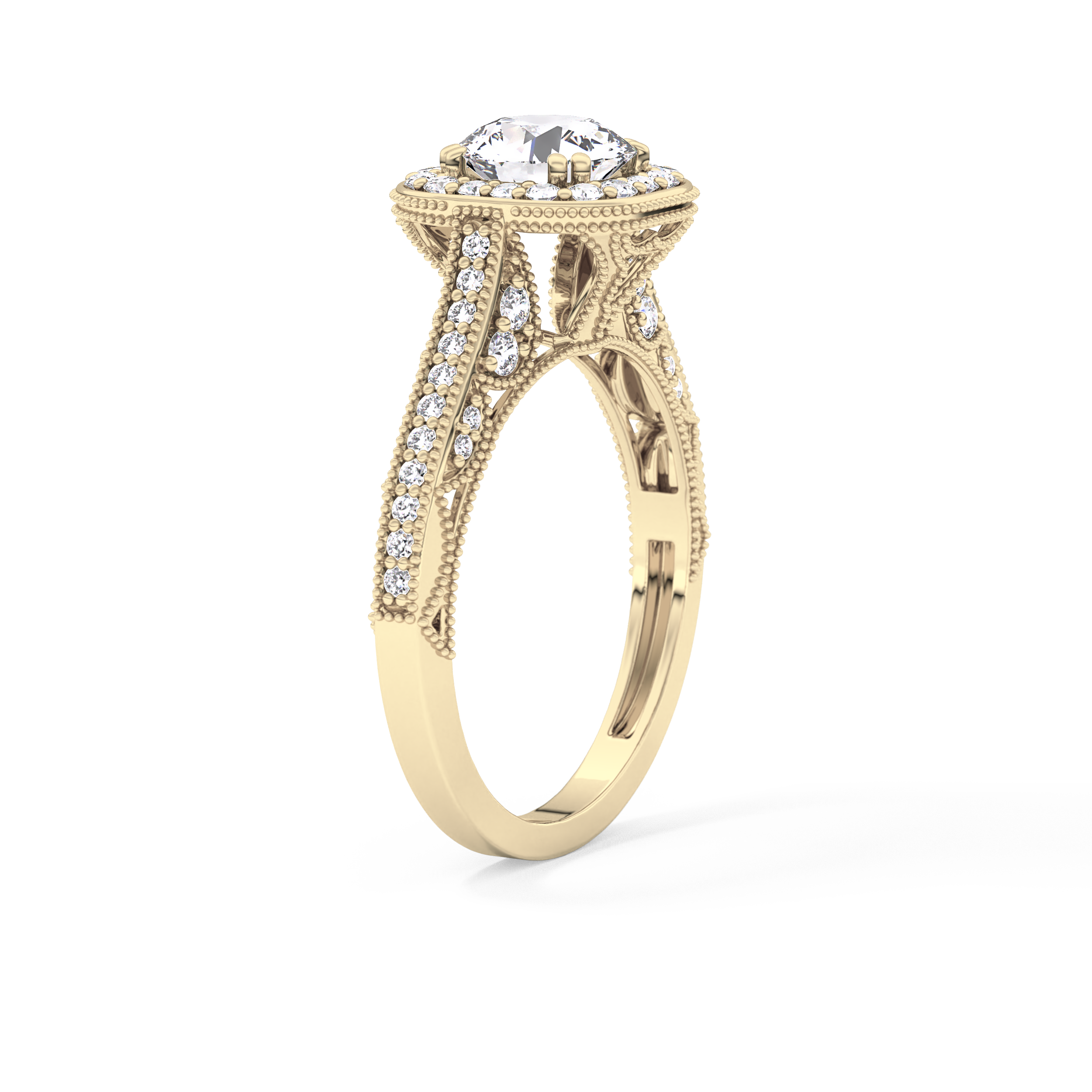 Round Halo & Pave Lab Grown Diamond Engagement Ring