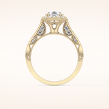 1.05 CT Round Shaped Halo & Pave Moissanite Engagement Ring