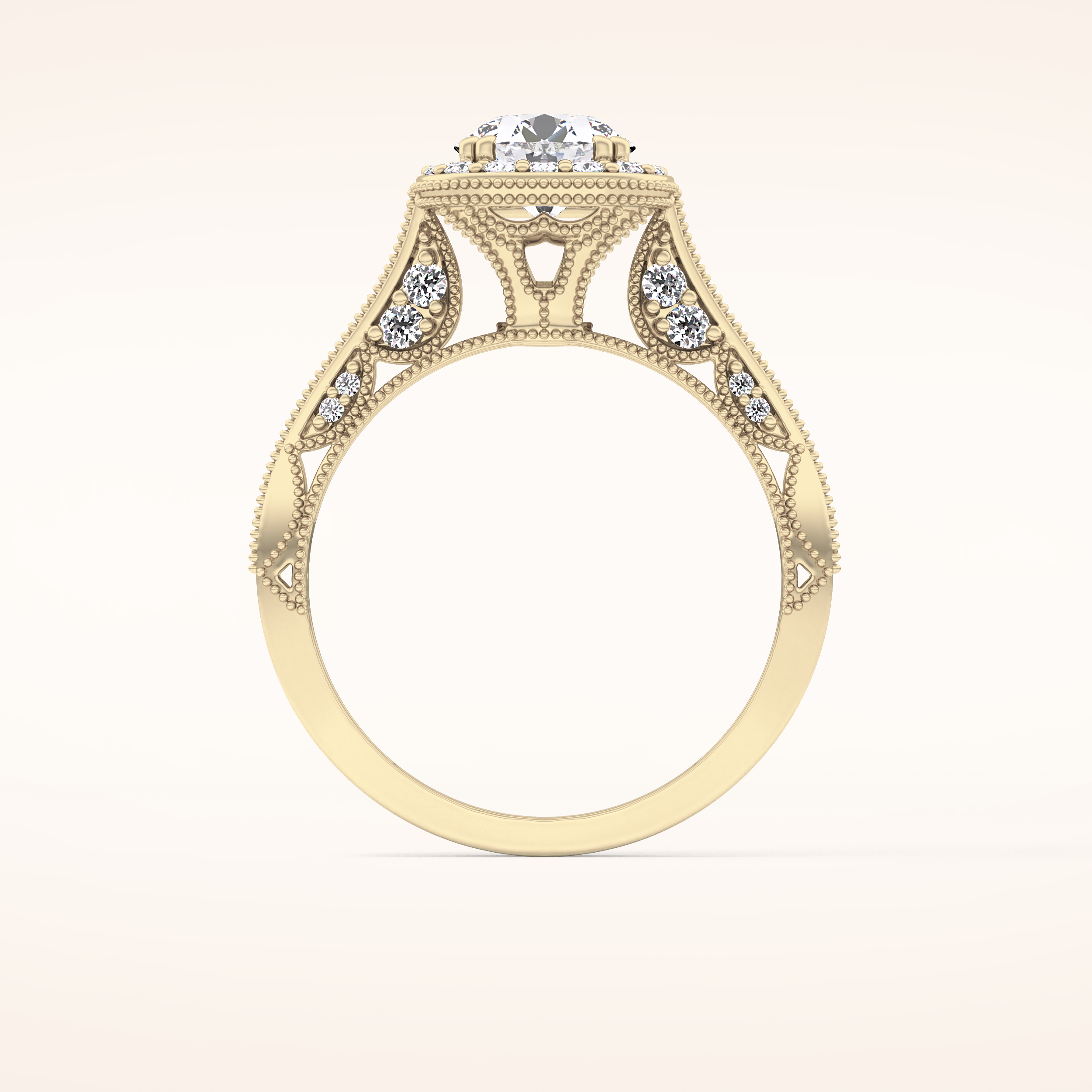 1.05 CT Round Shaped Halo & Pave Moissanite Engagement Ring