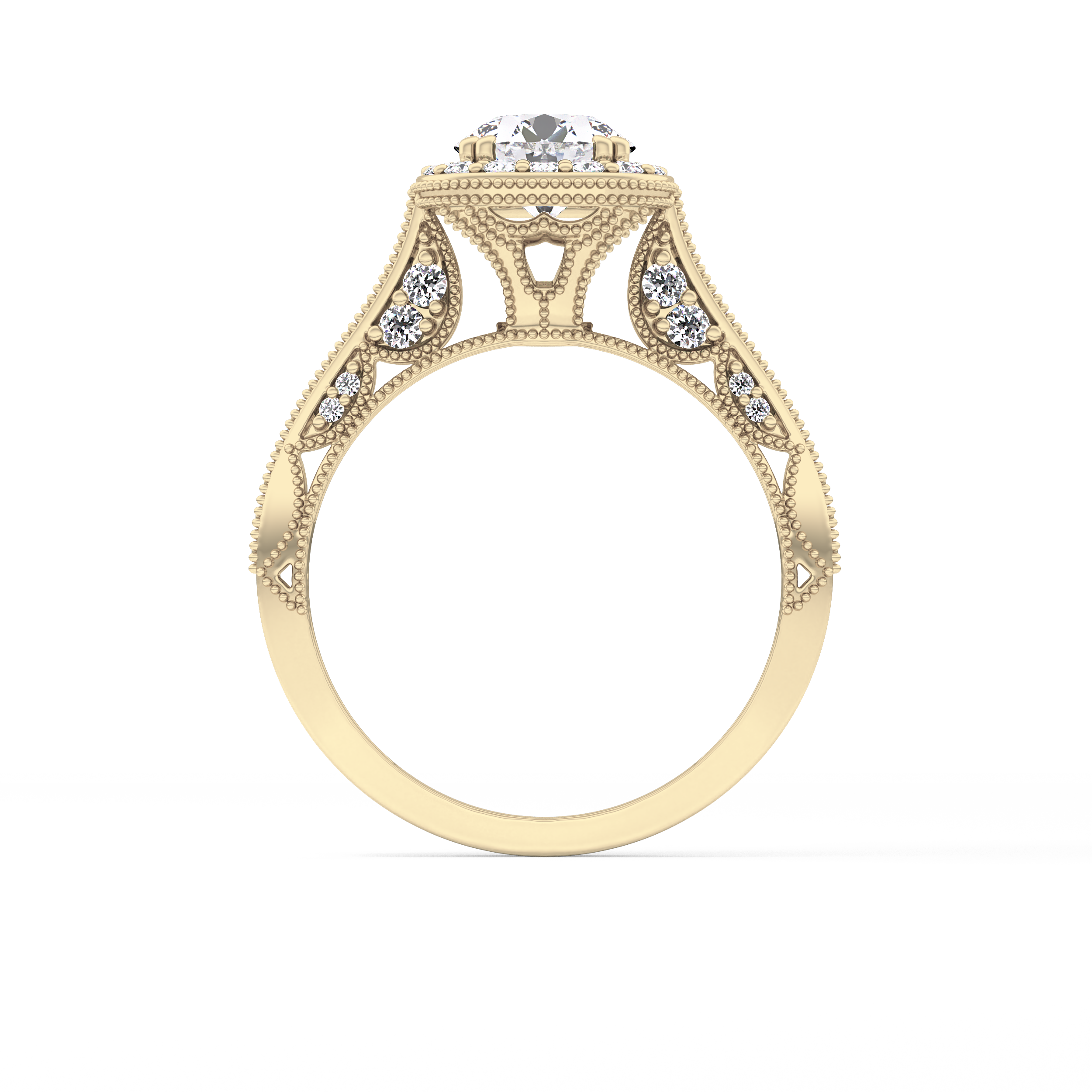 Round Halo & Pave Lab Grown Diamond Engagement Ring