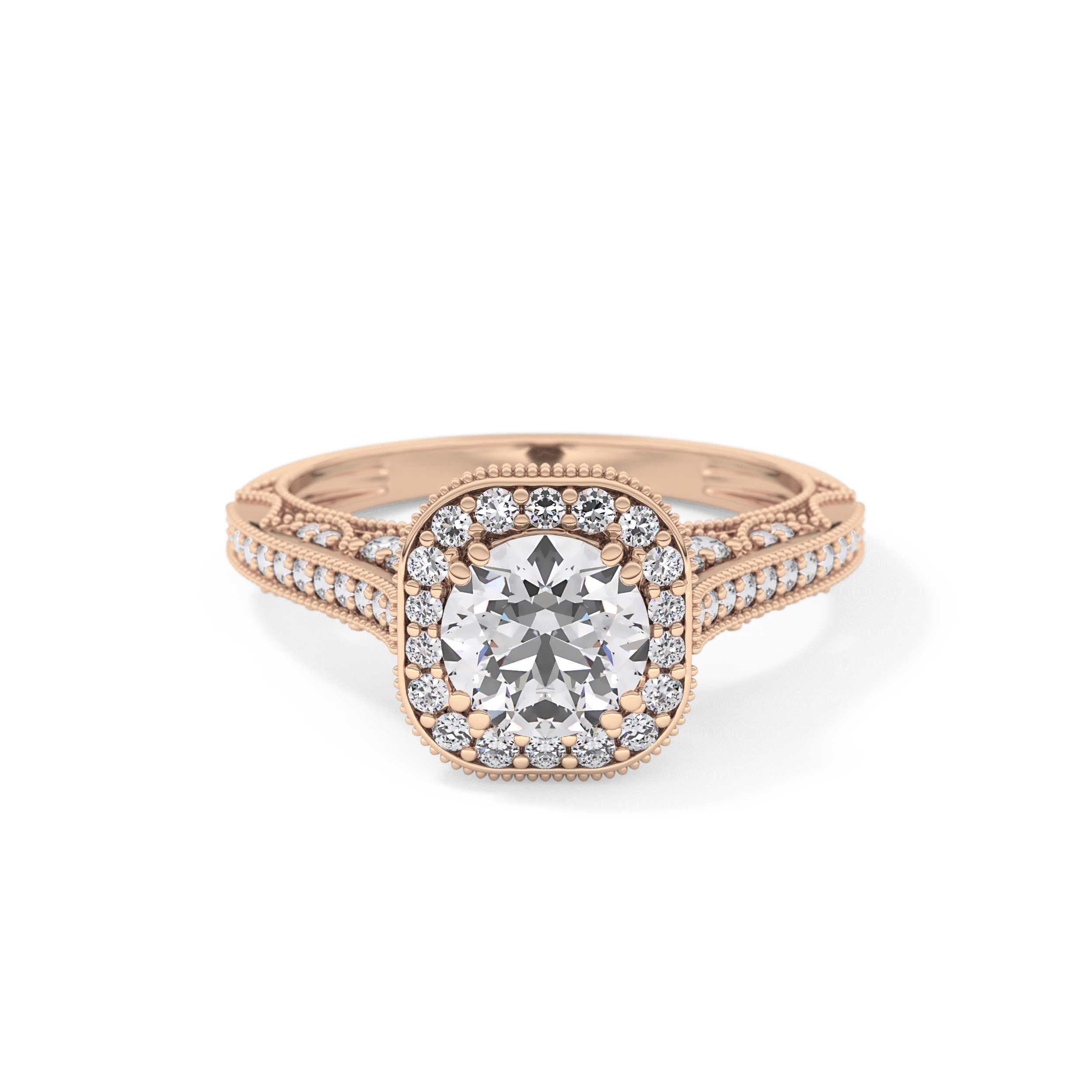 Round Halo & Pave Lab Grown Diamond Engagement Ring