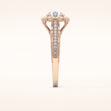 1.05 CT Round Shaped Halo & Pave Moissanite Engagement Ring