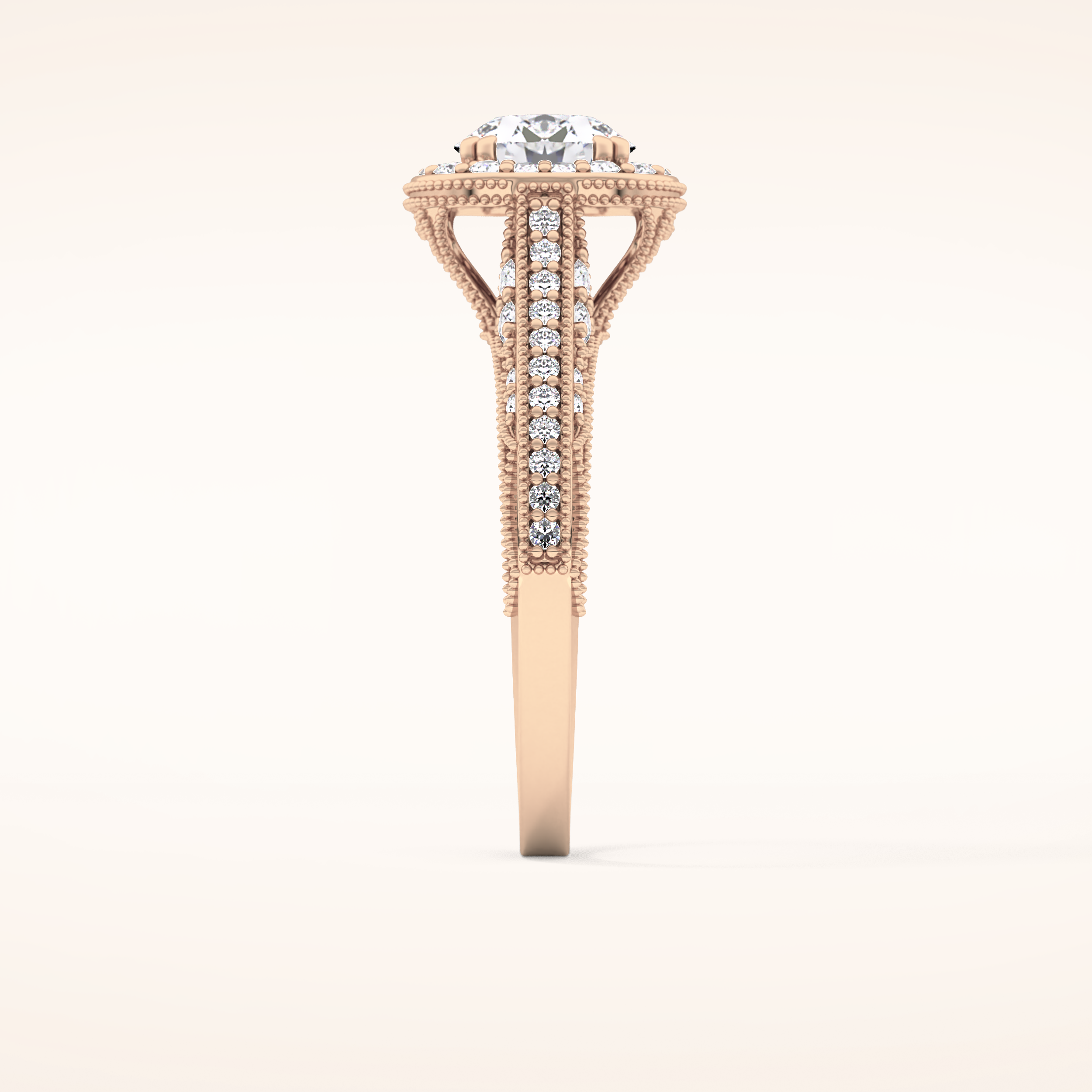 1.05 CT Round Shaped Halo & Pave Moissanite Engagement Ring