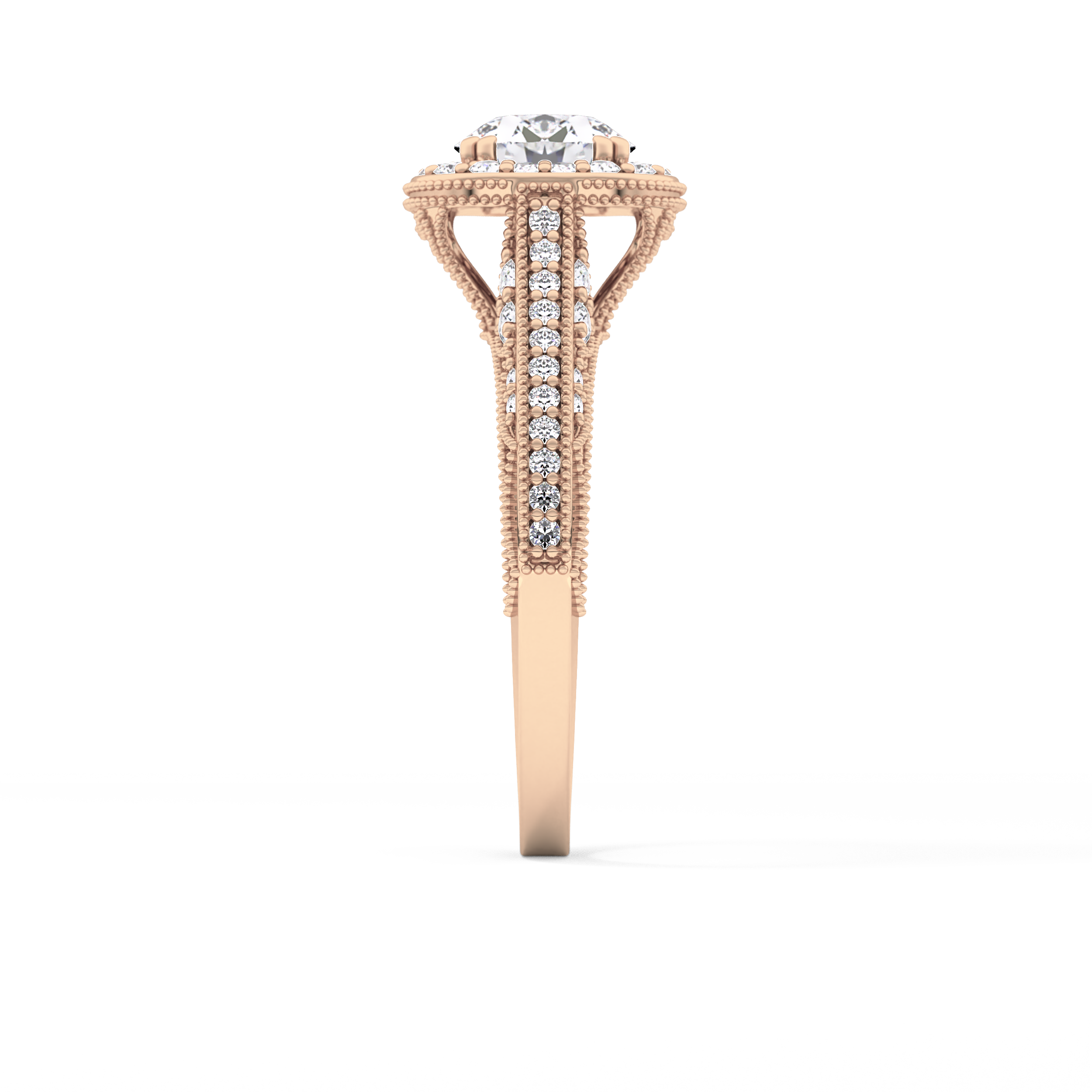 Round Halo & Pave Lab Grown Diamond Engagement Ring